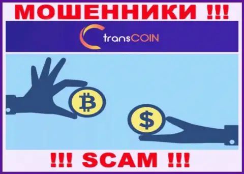 Работая совместно с TransCoin, можете потерять все денежные средства, так как их Криптовалютный обменник - это лохотрон