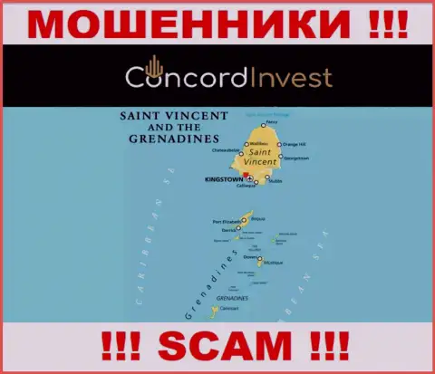 Сент-Винсент и Гренадины - здесь, в офшорной зоне, пустили корни интернет мошенники Конкорд Инвест