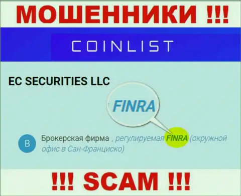 Держитесь от компании CoinList подальше, которую прикрывает махинатор - FINRA