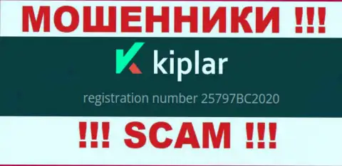 Номер регистрации компании Киплар Ком, в которую финансовые активы лучше не отправлять: 25797BC2020