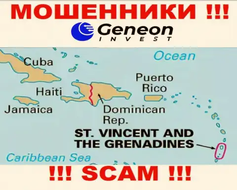 GeneonInvest базируются на территории - St. Vincent and the Grenadines, избегайте работы с ними