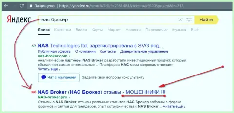 Первые 2-е строчки Яндекса - NASBroker аферисты