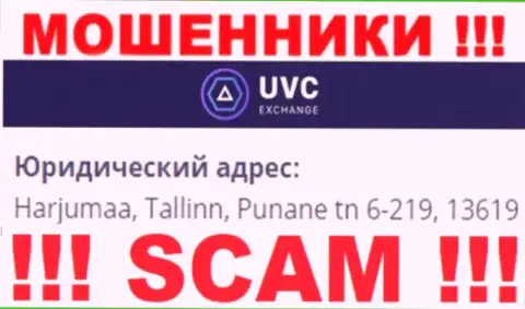 UVCExchange Com - это противоправно действующая компания, которая пустила корни в офшоре по адресу - Harjumaa, Tallinn, Punane tn 6-219, 13619