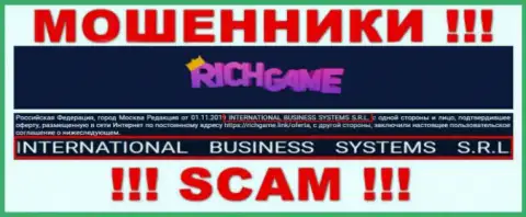 Компания, которая управляет мошенниками RichGame - это NTERNATIONAL BUSINESS SYSTEMS S.R.L.