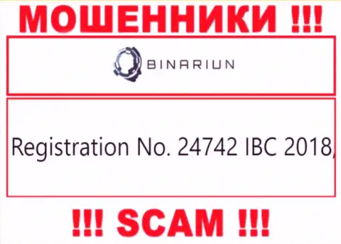 Регистрационный номер компании Binariun, которую лучше обойти стороной: 24742 IBC 2018