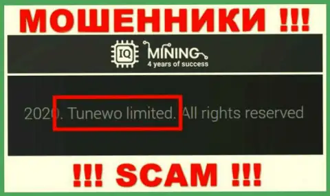 Мошенники IQ Mining написали, что именно Tunewo Limited руководит их лохотронном