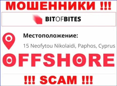 Контора Bit OfBites пишет на информационном портале, что расположены они в офшорной зоне, по адресу 15 Neofytou Nikolaidi, Paphos, Cyprus