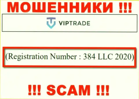 Номер регистрации конторы VipTrade - 384 LLC 2020