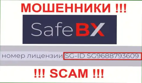 SafeBX Com, запудривая мозги реальным клиентам, разместили у себя на портале номер своей лицензии на осуществление деятельности