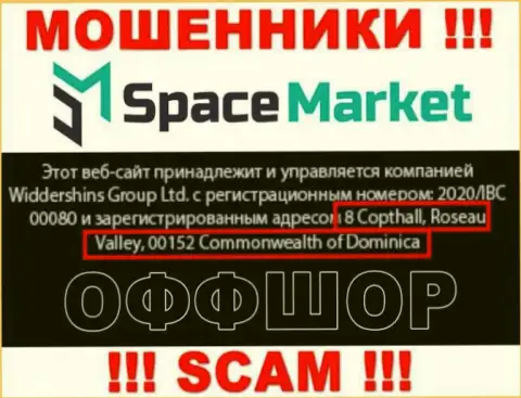 Крайне рискованно взаимодействовать, с такого рода internet-мошенниками, как организация SpaceMarket, так как сидят они в офшоре - 8 Coptholl, Roseau Valley 00152 Commonwealth of Dominica