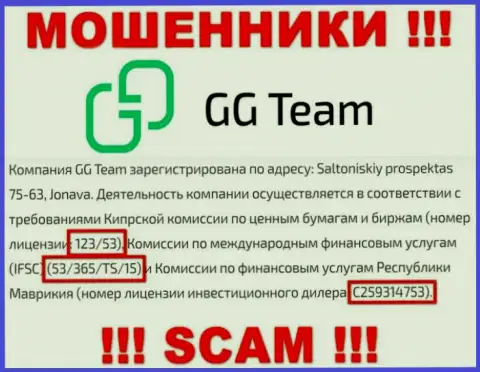 Очень опасно верить конторе GG-Team Com, хотя на веб-ресурсе и представлен ее лицензионный номер