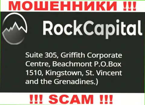 За лишение денег клиентов интернет шулерам RockCapital точно ничего не будет, поскольку они засели в оффшорной зоне: Suite 305 Griffith Corporate Centre, Kingstown, P.O. Box 1510 Beachmout Kingstown, St. Vincent and the Grenadines