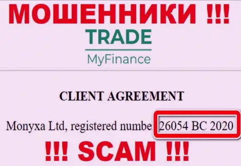 Регистрационный номер internet мошенников TradeMyFinance (26054 BC 2020) никак не доказывает их добропорядочность