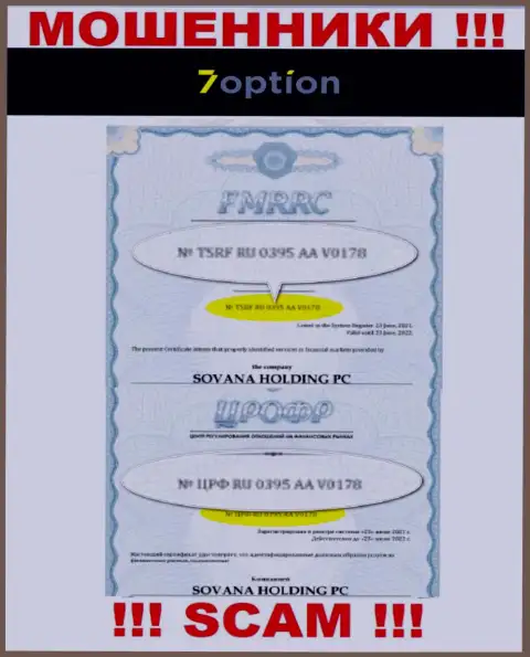 7Option Com не прекращает обманывать неопытных клиентов, представленная лицензия, на информационном сервисе, для них нее преграда