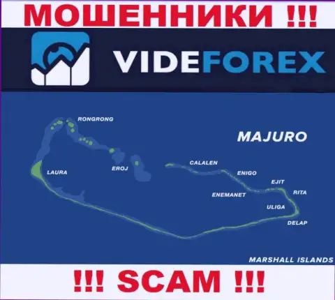 Организация VideForex зарегистрирована очень далеко от слитых ими клиентов на территории Majuro, Marshall Islands