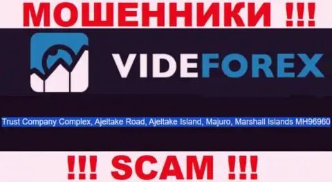 Обманщики VideForex Com скрылись в оффшорной зоне: Trust Company Complex, Ajeltake Road, Ajeltake Island, Majuro, Republic of the Marshall Islands MH96960, в связи с чем они безнаказанно могут обворовывать