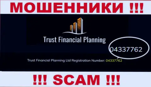 Номер регистрации неправомерно действующей организации Trust-Financial-Planning: 04337762