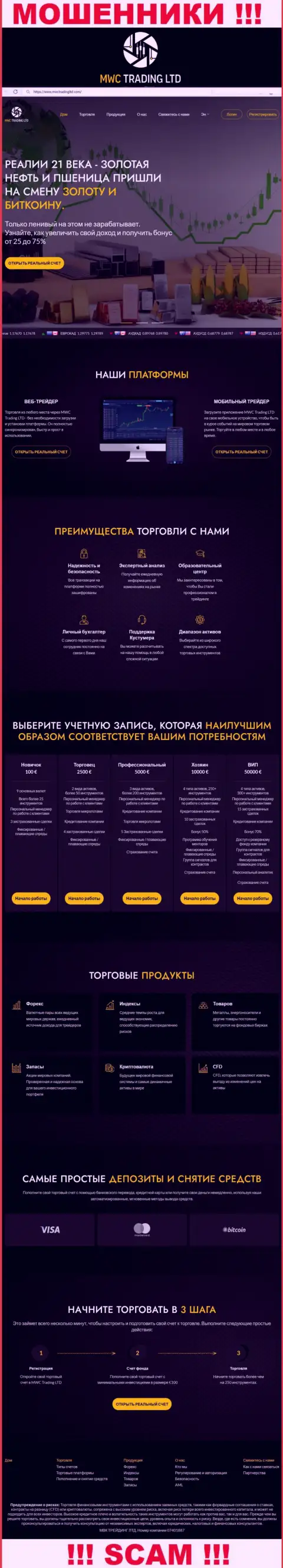 Скрин официального ресурса жульнической конторы МВСТрейдингЛтд