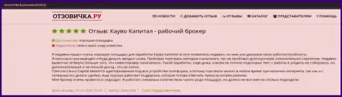 Еще правдивый отзыв о FOREX-дилинговой организации Cauvo Capital на веб портале Otzovichka Ru