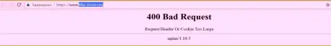 Официальный интернет-портал брокерской компании FIBO-forex Org некоторое количество дней недоступен и выдает - 400 Bad Request (ошибочный запрос)