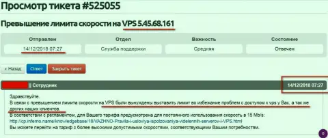 Хостинг-провайдер написал, что ВПС веб-сервера, где хостился сервис ffin.xyz ограничен в скорости